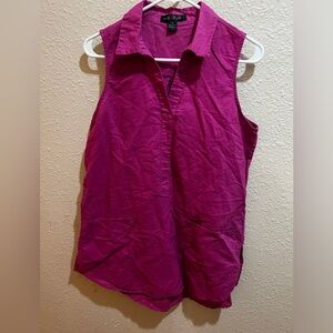 August Silk Vibrant Fuchsia Sleeveless Linen Dress